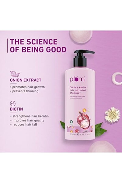 PLUM Onion and Biotin Shampoo for Hairfall Control | For All Hair Types | Reduces Hair Breakage, Boo