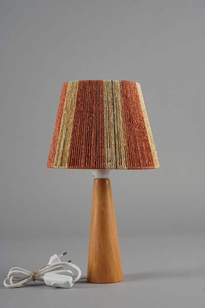 NAVEMU Mira Ahşap Abajur Naturel-Saman-Turuncu (22x22x38 cm)