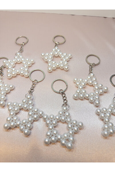 MydesignsK G Pearl Star Keychain / with 10Pcs Metallic Ring Keychain