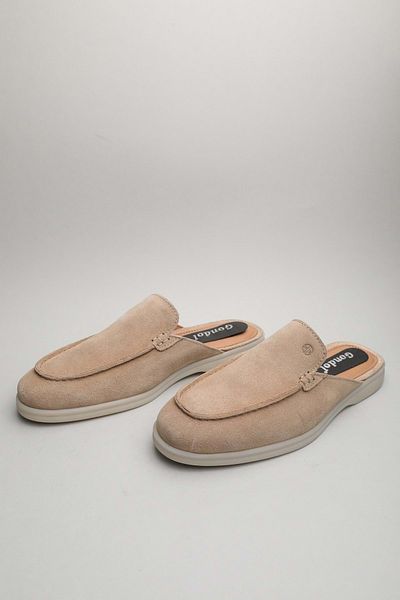 Gondol Men's Genuine Leather Classic Slippers Beige Suede 41 Ttx.315