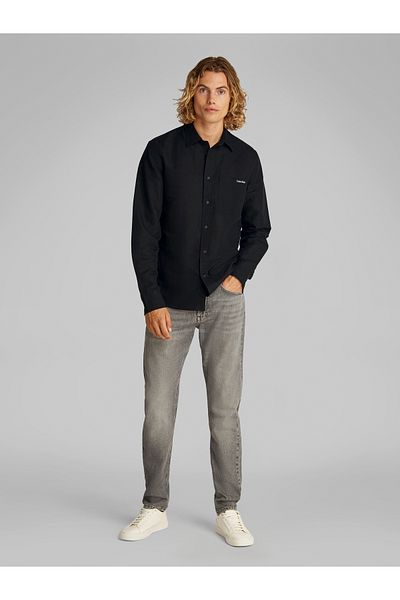 Calvin Klein Calvin Klein Black Men Linen Cotton Long Sleeve Shirt