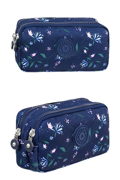 Çantaland Crinkle Fabric Double Compartment Pencil Holder Pencil Case