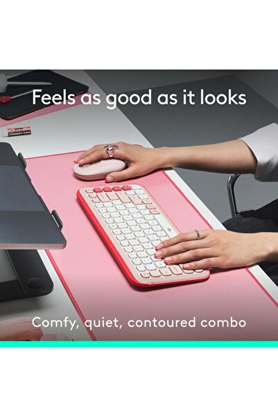 logitech Kit tastatura si mouse Logitech Pop Icon Combo, Bluetooth, Layout US (Roz)