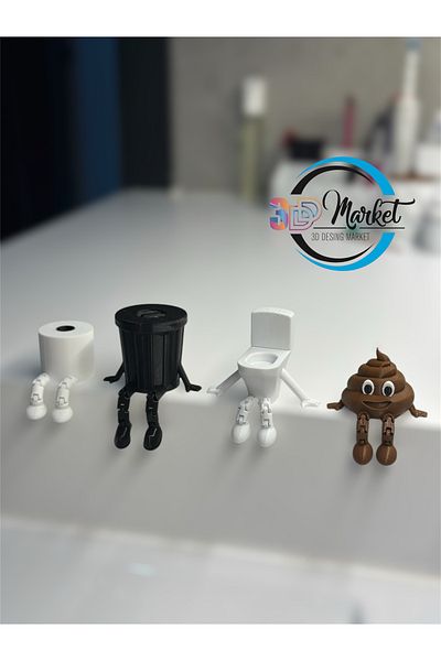 3D DESİNG MARKET Διακοσμητικό σετ μπάνιου Printorium 4 τεμαχίων (ΚΑΘΙΣΤΙΚΟ ΤΟΥΑΛΕΤΟ ΧΑΡΤΙ ΣΚΟΝΟΠΟΙΗΣΗΣ EMOJI)