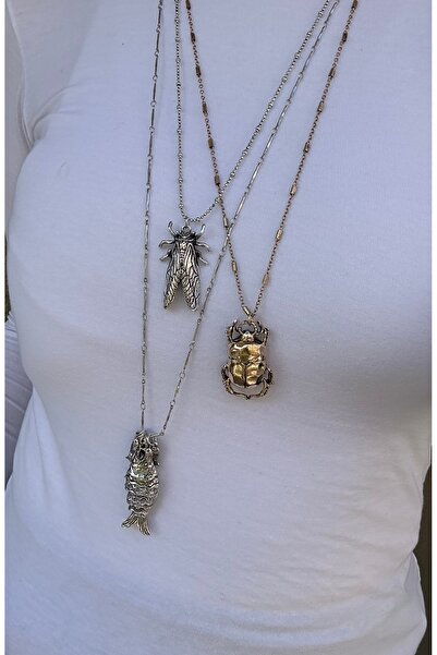 YENGEÇ Brand Model Necklace with Triple Animal Figure