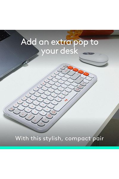 logitech Kit de tastare si mouse Logitech Pop Icon Combo, Bluetooth, Layout US (Alb)