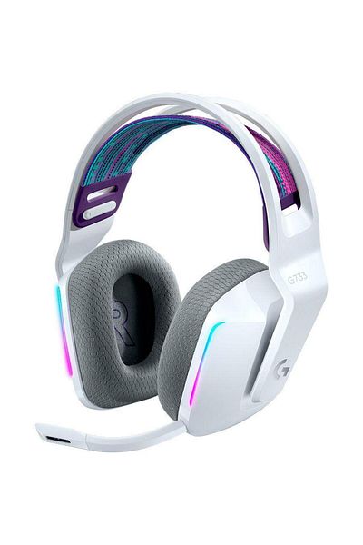 logitech Casti Gaming Wireless LOGITECH G733, iluminare RGB, Microfon (Alb)