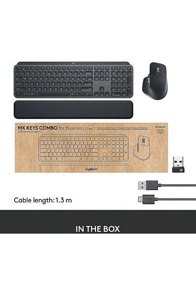 logitech Kit Tastatura + Mouse Wireless Logitech MX Keys Combo for Business Gen 2 Graphite (Negru)