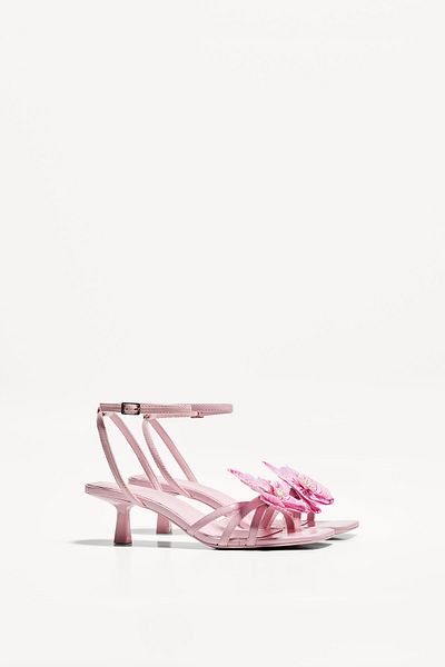 Bershka Kitten heel sandals with floral detail