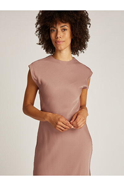 Calvin Klein Women Brown Heavy Shine Viscose Shift Dress