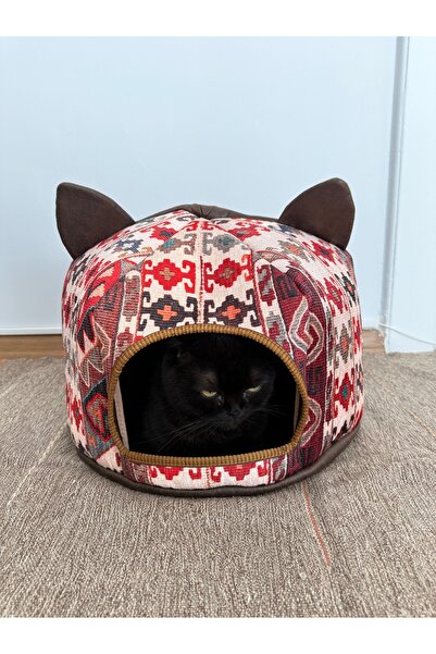 KİLİM DESENLİ KUMAŞ KEDİ EVİ 39x39x30cm