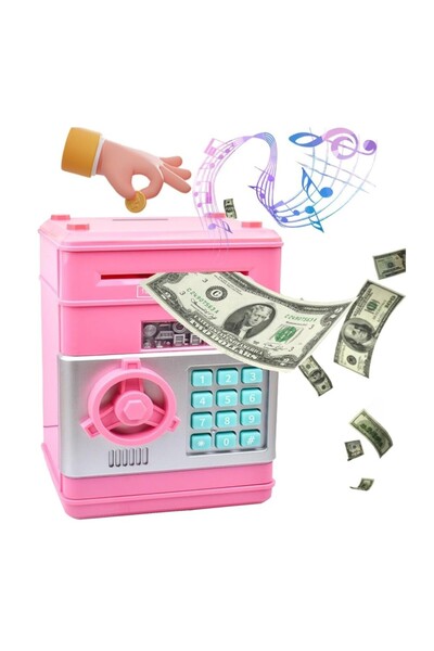 qasul Atm Kumbara Siyah Şifreli Otomatik Kağıt Para Alan Kasa Kumbara Çocukla...