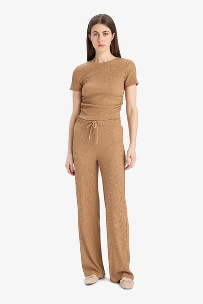 DeFacto Straight Fit Flexible Waist Pocket Wrinkle Pants E3408Ax25Sp