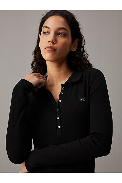 Calvin Klein WOVEN LABEL RIB POLO LS DRESS