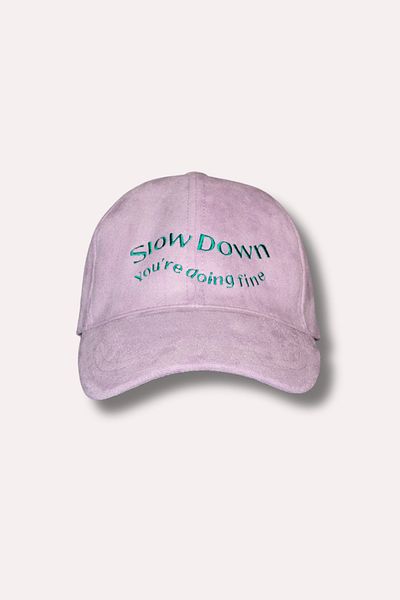 Milky Way Design Slow Down Suede Embroidered Baseball Cap - Lilac