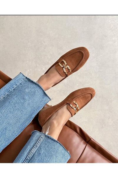 wolk shoes Cozy Women's Buckle Detail Suede Ballerina Ballerina