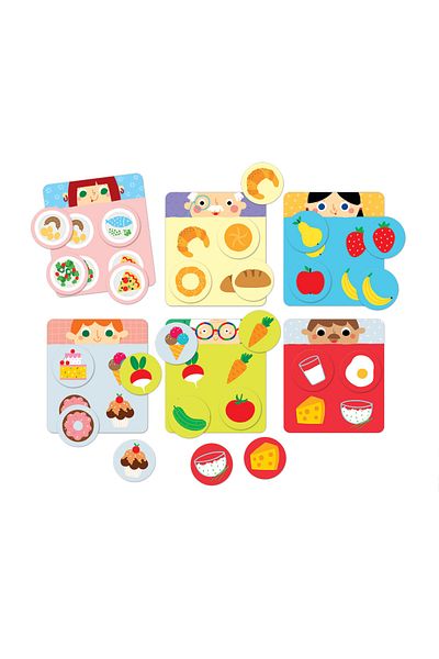 banana Joc Bingo asociere, Banana Panda Let's Play Yummy, cu alimente, 6 planse si 24 piese, +18 luni