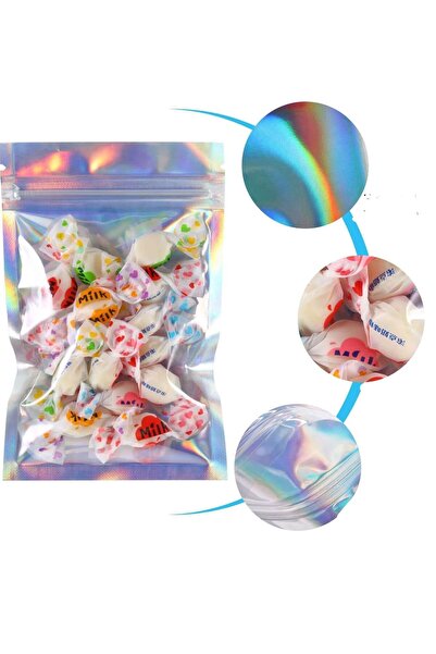 OZN AKSESUAR 100 Adet Kilitli Gıda Saklama Şeffaf Pencereli Su Geçirmez Şekerleme Vb Gıda ambalaj 6x10