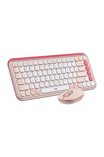 logitech Kit tastatura si mouse Logitech Pop Icon Combo, Bluetooth, Layout US (Roz)