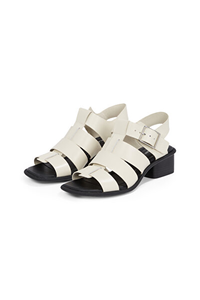 Calvin Klein Women Turtle Dove/Black Square Mg Buckle Heel Sandal