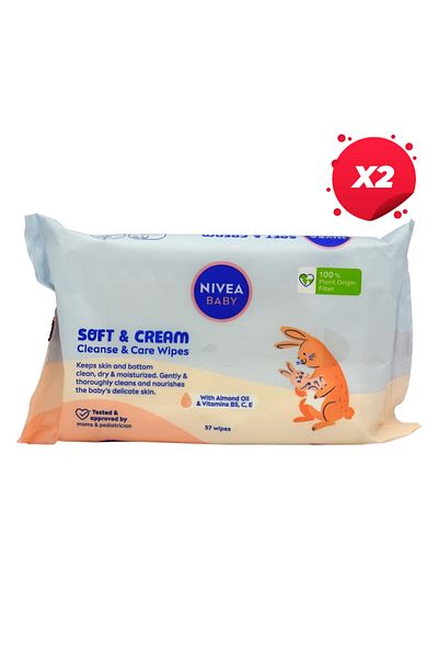 NIVEA X2 - NIVEA BABY SERVETELE UMEDE 57BUC SOFT CREAM
