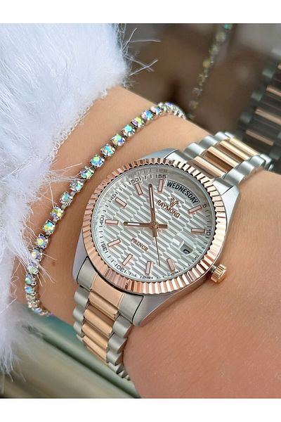 Raymond Rym-61001 Women Wrist Watch - Stainless Steel Case and Band - 2 Year Warranty