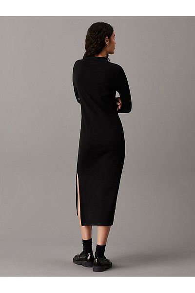Calvin Klein Woven Label Rib Polo Ls Short Sleeve Dress