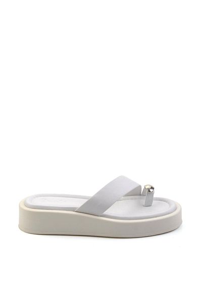 Bambi White Lame Leather Women's Slippers K 04826600003
