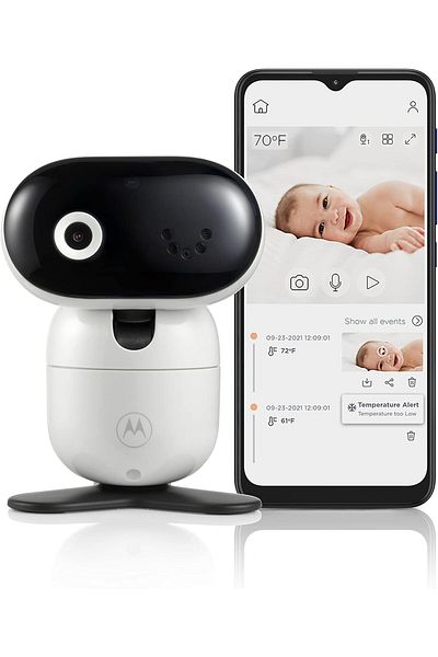 Motorola كاميرا مراقبة الأطفال PIP1010 - كاميرا فيديو متحركة مزودة بتقنية واي فاي بدقة عالية 1080 بكسل