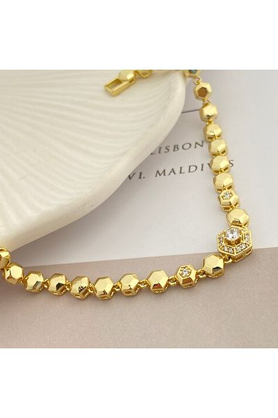 Kyver Honeycomb Bracelet Hexagonal Watercourse Women's Bracelet Does Not Tarnish Xuping Vip Series 14 Sterling 19cm