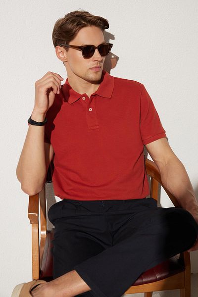 Tudors Ανδρικό T-Shirt Slim Fit Slim Fit 100% βαμβακερό πλακάκι με γιακά πόλο
