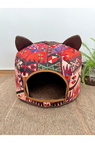KİLİM DESENLİ KUMAŞ KEDİ EVİ 39x39x30cm
