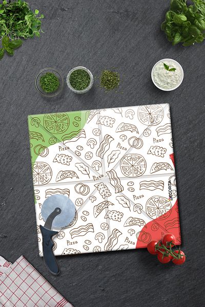 Decorita Pizza Cut Channel Square Presentation Glass |   White Patterned |   36cm X 36cm