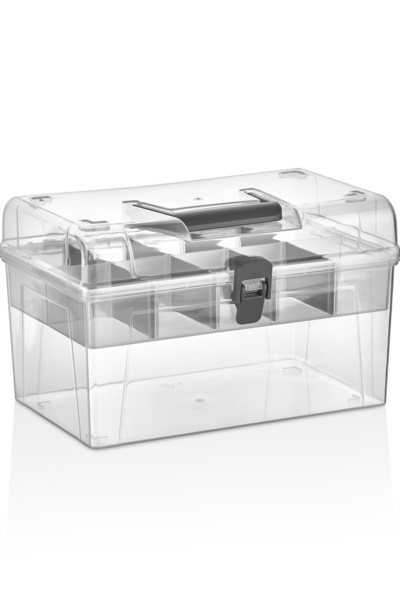 MappleHome Clearcarry Portable Compartmented Transparent Organizer Box Multi-Compartment Multi-Purpose Organizer Box 2.8 Lt