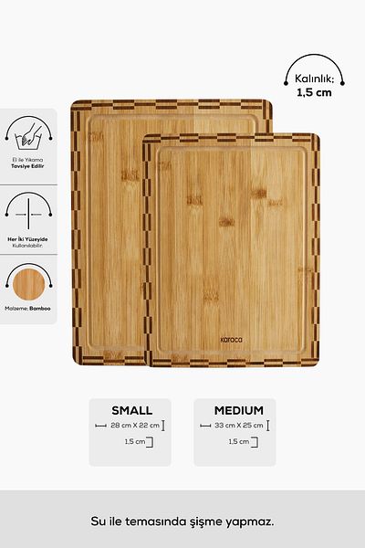 Karaca 28/33 cm Bamboo Cutting Board - Grass Set of 2