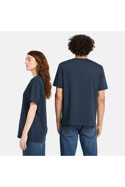 Timberland Unisex T-shirt Lacivert με υφαντό μανίκι και σήμα