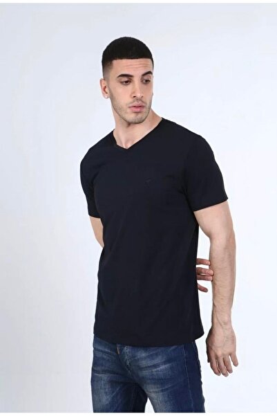 no 21 pera Ανδρικό μπλουζάκι από βασικό βαμβακερό μπλε ναυτικό