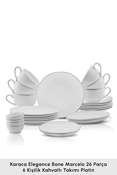 Karaca Marcelo New Bone 26 Parça 6 Kişilik Kahvaltı/servis Takımı Platin