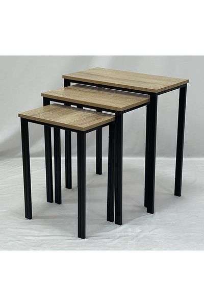 TrentonGCC Modern Space-Saving Nesting Tables with Dark Wood Finish