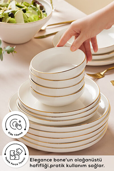 Karaca Set de cină Streamline New Saturn Gold 59 piese New Bone pentru 12 persoane