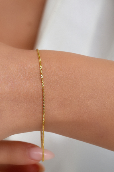 Altınkesesi 14 Ayar Altın Unisex İnce Palmiye Zincir Bileklik