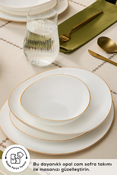 Karaca Pure 24 Parça 6 Kişilik Opal Cam Yemek Takımı Gold