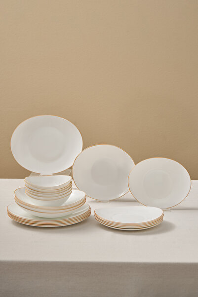 Karaca Pure 24 Parça 6 Kişilik Opal Cam Yemek Takımı Gold