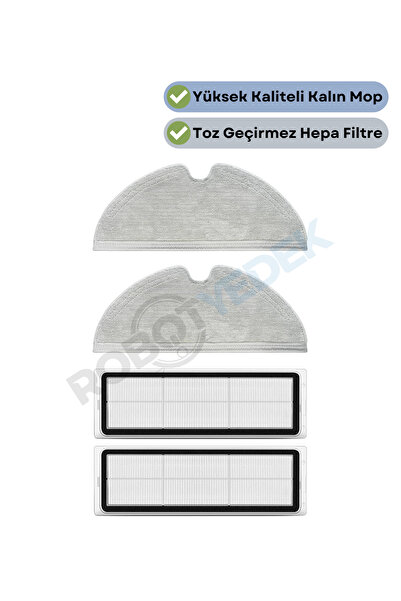 robotyedek Xiaomi Vacuum Mop 2 - Συμβατό ανταλλακτικό σφουγγάριστρο και φίλτρο Hepa (4 τεμάχια)