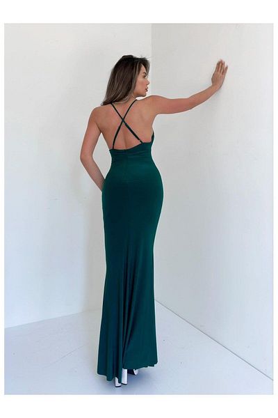 MİSSCİXFASHİON Adjustable Thin Straps Bodycon Maxi Women's Evening Dress - Homecoming Dress