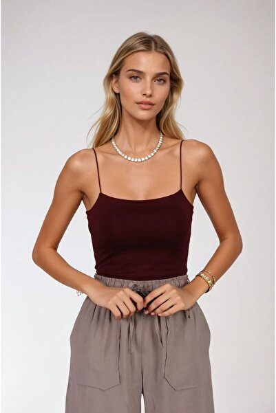 FABB Burgundy Thin Rope Strap Tank Top
