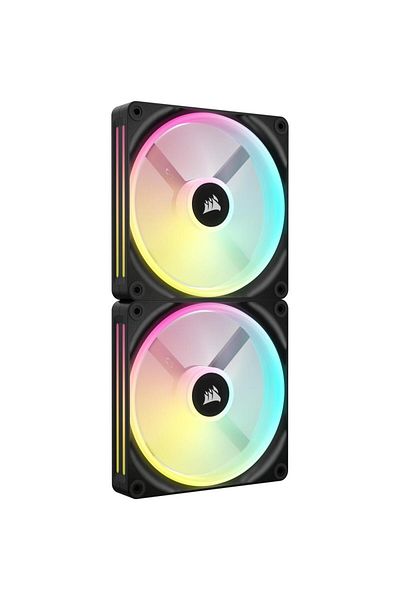 Corsair Pack of 2 Corsair iCUE LINK QX140 RGB Magnetic Dome Fans, Starter Kit, 140 mm (Black)