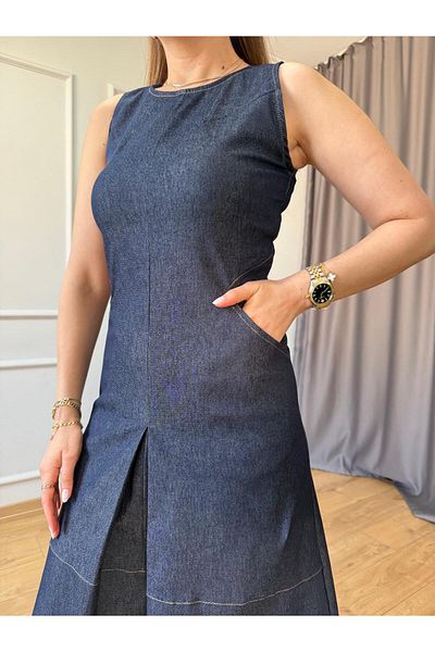 Size Özgü Rochie Jean cu buzunar