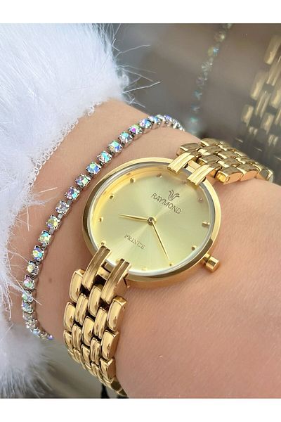 Raymond Rym-211700 Women's Wristwatch - Steel Case and Cord - 2 Years Warranty