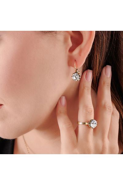 Atelier LEO Handmade Jewellery مجموعة مجوهرات كلاسيكية من النحاس الأصفر مصنوعة يدويًا من حجر الكريستال المقاوم للصدأ